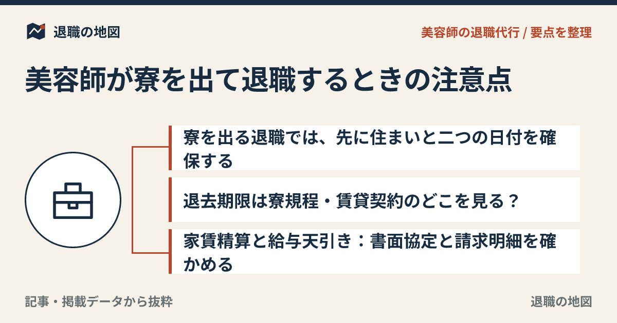 美容師が寮を出て退職するときの注意点｜退去日・家賃・貸与品