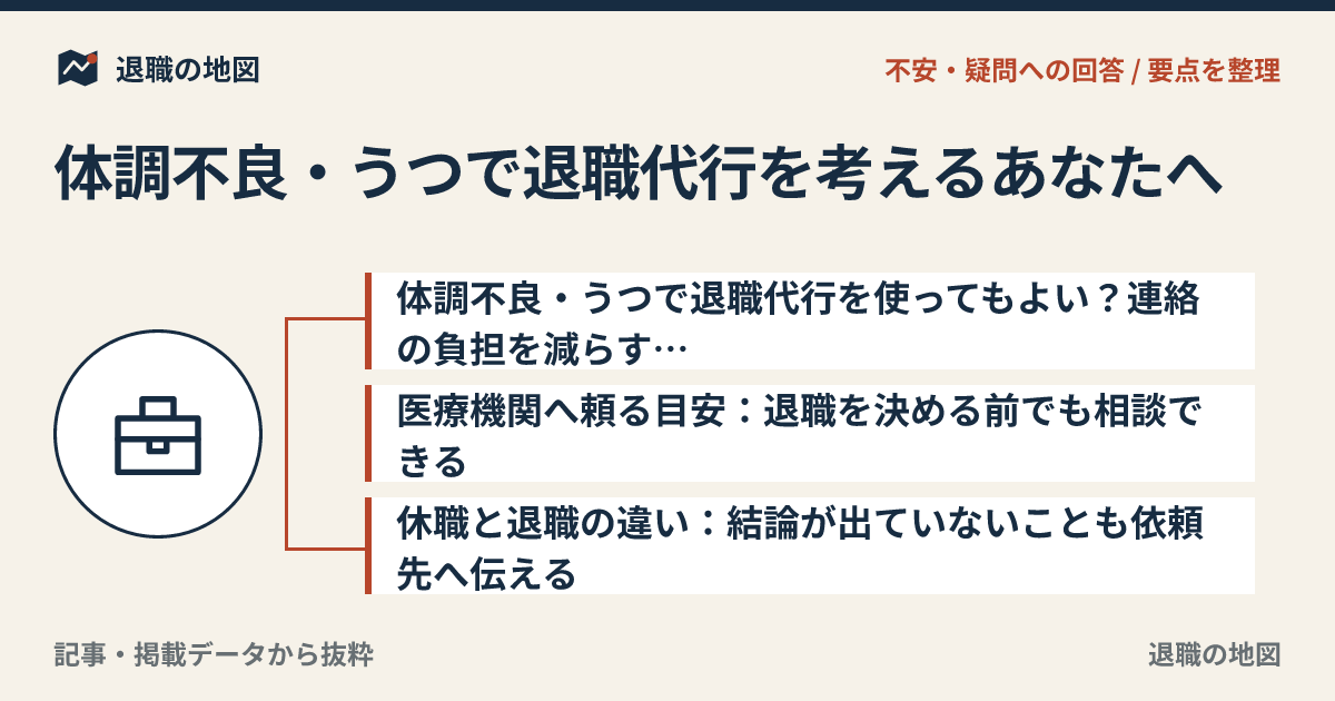 体調不良・うつで退職代行を考えるあなたへ｜休職と退職の不安整理