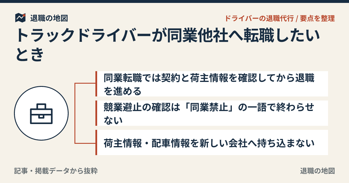 トラックドライバーが同業他社へ転職したいとき｜退職代行と引き止め対策