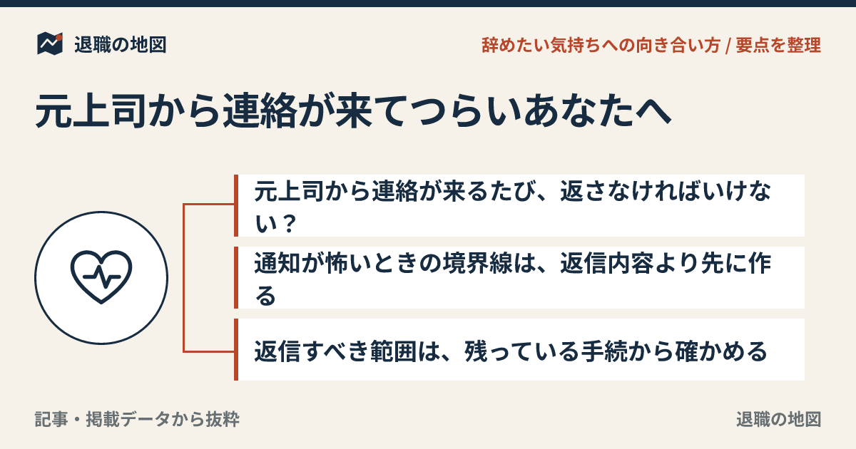 元上司から連絡が来てつらいあなたへ｜退職後の対応と境界線