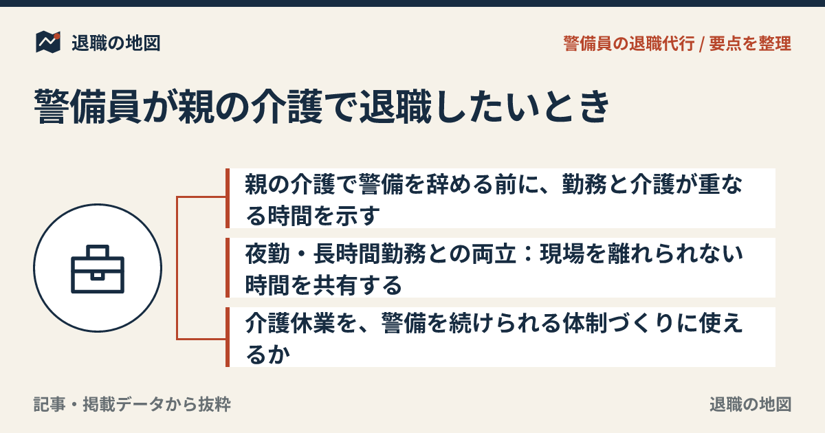 警備員が親の介護で退職したいとき｜シフトと夜勤を抱えたまま悩むあなたへ