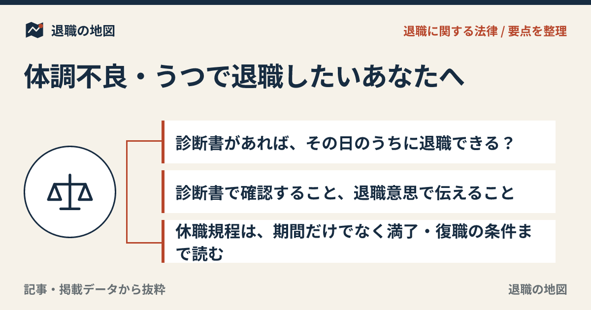 体調不良・うつで退職したいあなたへ｜診断書・即日退職・法律面の整理