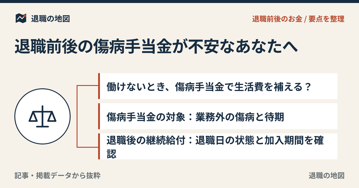 退職前後の傷病手当金が不安なあなたへ｜体調不良で働けないときのお金の整理