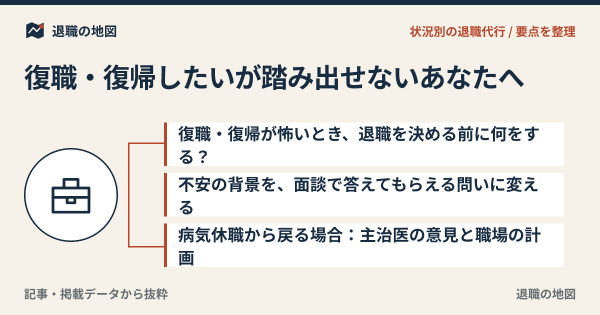 復職・復帰したいが踏み出せないあなたへ｜不安を整理する退職判断